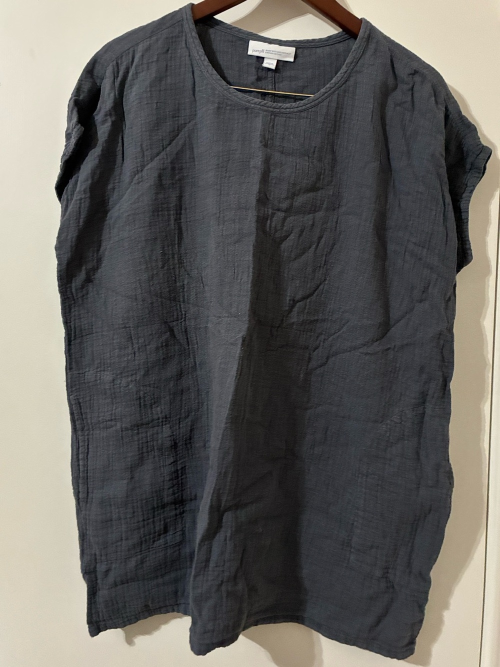 Pure Jill Organic Cotton Double Gauze Tunic Top w/ Pockets Medium Grey